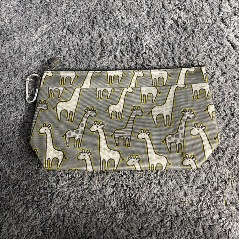 Grey Giraffe Print Wristlet Pouch